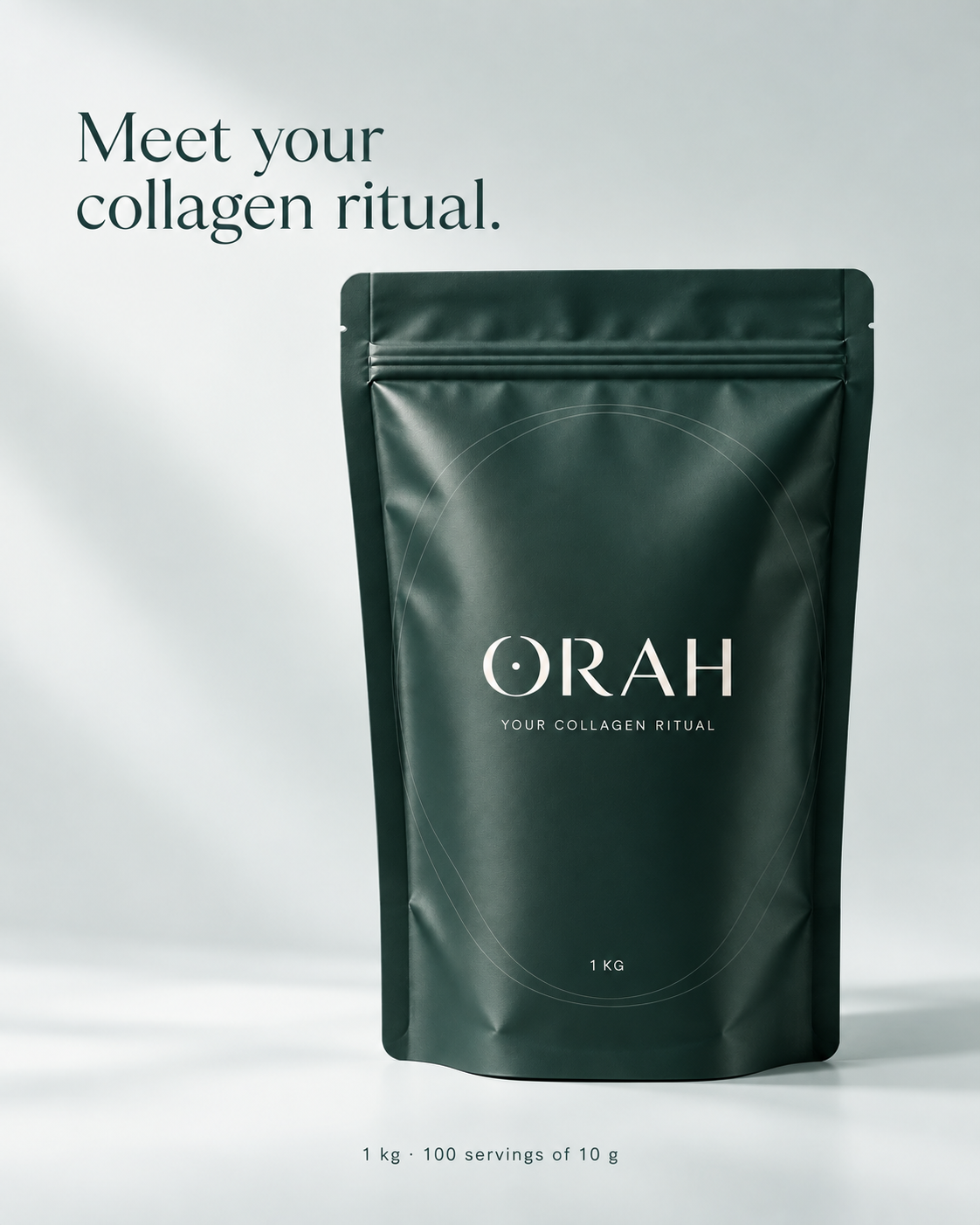 ORAH unflavoured collagen powder for coffee and matcha, 1 kg pouch